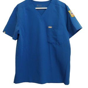 Figs Technical Collection Mens V-Neck 2 pocket Scrub Top FM1500 M US Flag
